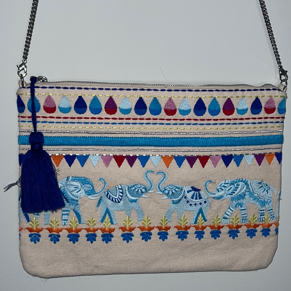 elephant embroidered crossbody bag